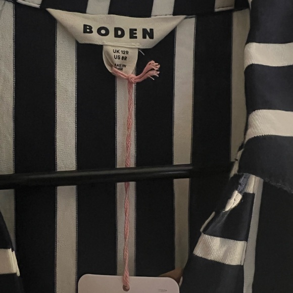 Boden Navy and White Striped Long Sleeve Dress - Picture 4 of 4